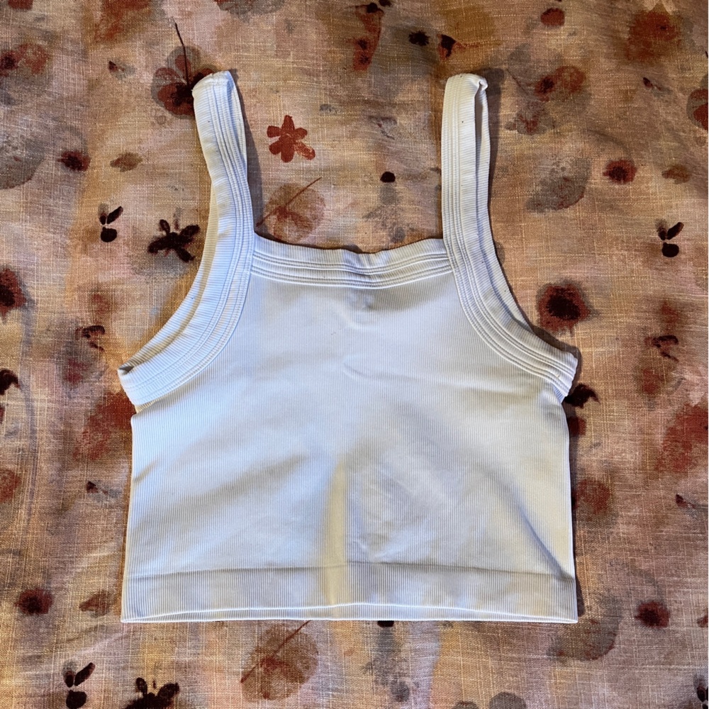 Out from Under Urban Outfitters White Ribbed Square Neck Tank